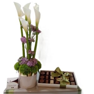 Flowers in a Planter with 21-pc dairy choc praline box