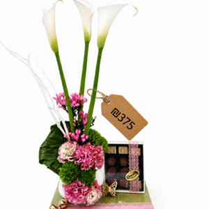 Fresh Lilies in Vase with Chocs