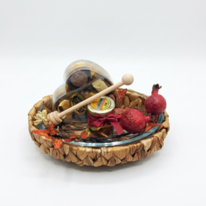 Glass in Straw Dish